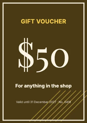 Gift voucher · Mustard dark · Editorial